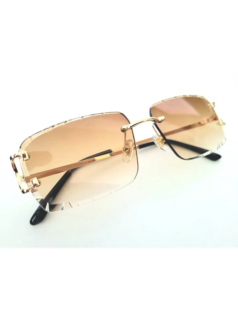 Piccadilly Gld Brw Gradient C Diamond Cut Designer Sunglasses